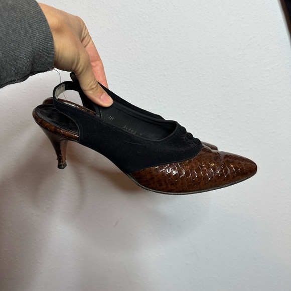 Elegant Brown Slingback Women's Shoes vintage size 7 - Picture 5 of 9